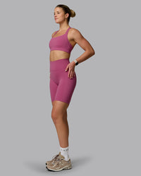 Woman wearing Fusion Ultra High-Rise 9" Short Pockets - Mauve Haze | Model:Chloe | Size:XS | Thumbnail Index: 3