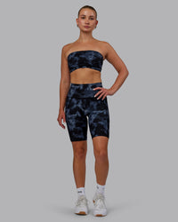 Woman wearing Fusion Ultra High-Rise 9" Short Pockets - Tie Dye-Midnight | Model:Halle | Size:S | Thumbnail Index: 7