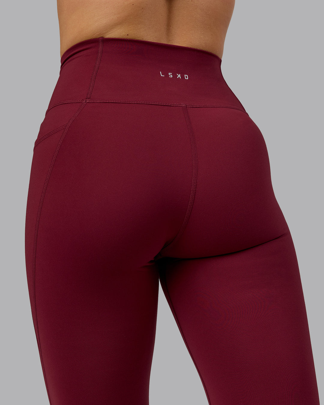 Woman wearing Fusion Ultra High-Rise Full Length Legging Pockets - Cordovan | Model:Chloe | Size:XS - view 10