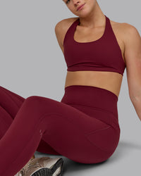 Woman wearing Fusion Ultra High-Rise Full Length Legging Pockets - Cordovan | Model:Chloe | Size:XS | Thumbnail Index: 7