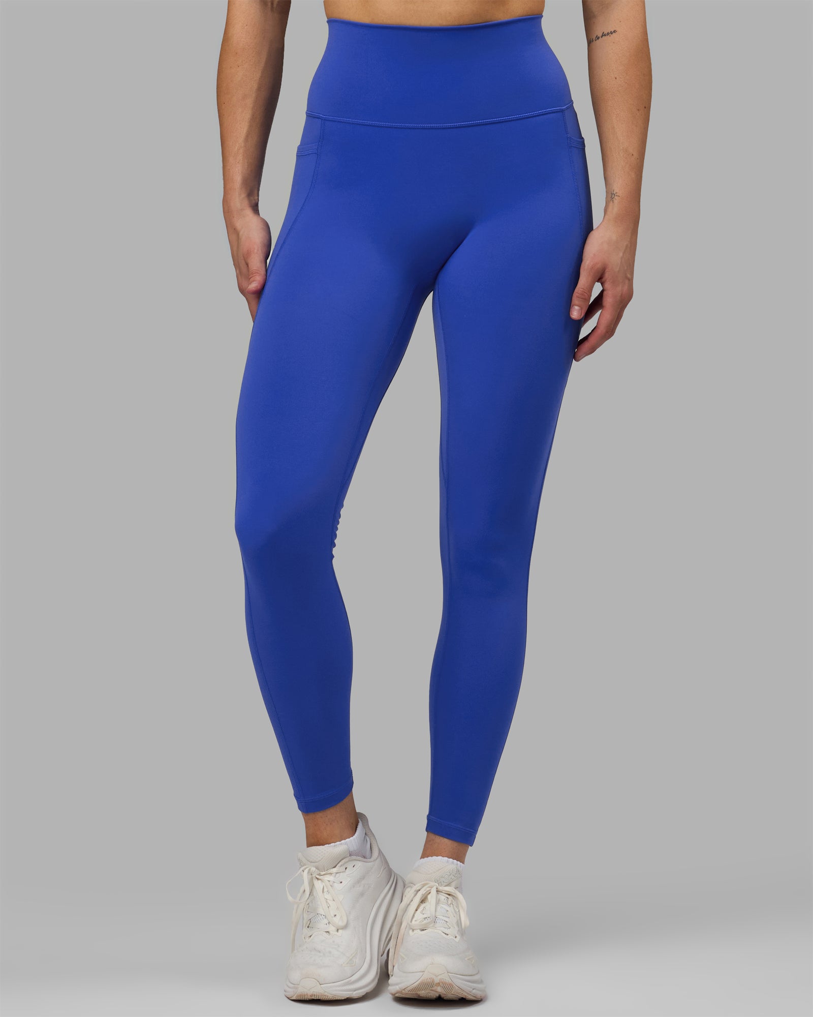 Woman wearing Fusion Ultra High-Rise Full Length Legging Pockets - Power Cobalt | Model:Hannah | Size:S