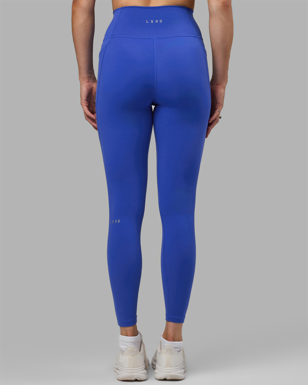 Woman wearing Fusion Ultra High-Rise Full Length Legging Pockets - Power Cobalt | Model:Hannah | Size:S - view 4
