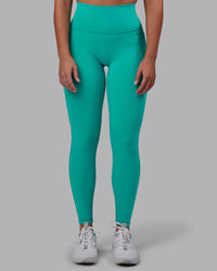 Woman wearing Fusion Ultra High-Rise Full Length Legging Pockets - Turquoise Tide | Model:Hannah | Size:S | Thumbnail Index: 7
