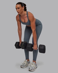 Woman wearing Fusion Ultra High-Rise Full Length Legging Pockets - Turbulence | Model:Sophie | Size:S | Thumbnail Index: 6