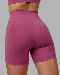 Woman wearing Fusion Ultra High-Rise 6" Short Pockets - Mauve Haze | Model:Chloe | Size:XS | Thumbnail Index: 7