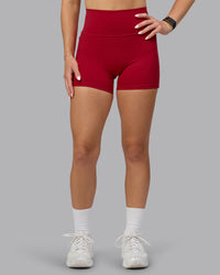 Woman wearing Fusion Ultra High-Rise 4" Short Pockets - Cherry Red | Model:Halle | Size:S | Thumbnail Index: 7