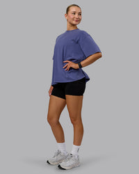 Woman wearing Go-To FLXCotton Oversized Tee Washed - Future Dusk | Thumbnail Index: 3