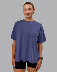 Woman wearing Go-To FLXCotton Oversized Tee Washed - Future Dusk | Thumbnail Index: 0