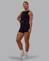 Woman wearing Go-To FLXCotton Tank - Black-White | Thumbnail Index: 4
