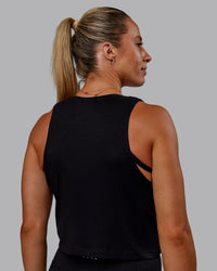 Woman wearing Go-To FLXCotton Tank - Black-White | Thumbnail Index: 3