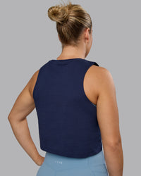 Woman wearing Go-To FLXCotton Tank - Future Navy-White | Thumbnail Index: 2