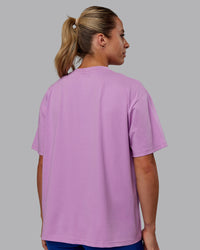 Woman wearing Go-To FLXCotton Oversized Tee - Light Violet-White | Thumbnail Index: 2
