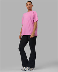 Woman wearing Go-To FLXCotton Oversized Tee - Spark Pink-White | Thumbnail Index: 2
