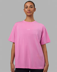 Woman wearing Go-To FLXCotton Oversized Tee - Spark Pink-White | Thumbnail Index: 0