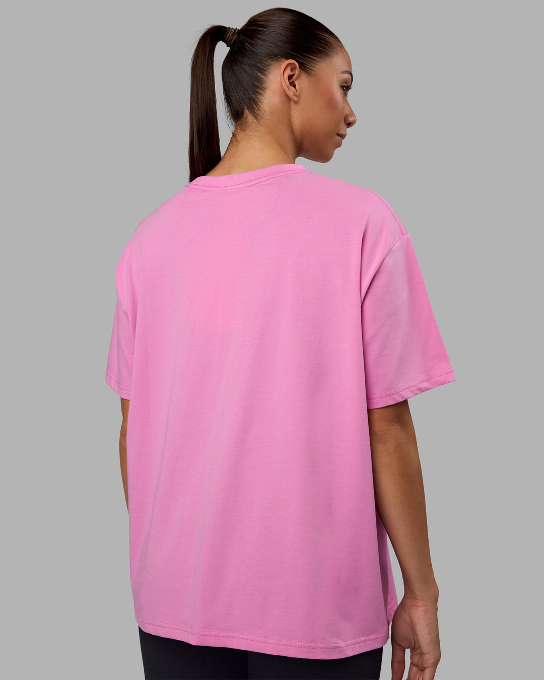 Woman wearing Go-To FLXCotton Oversized Tee - Spark Pink-White - view 4