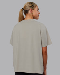 Woman wearing Go-To FLXCotton Oversized Tee - Shale Beige | Thumbnail Index: 3