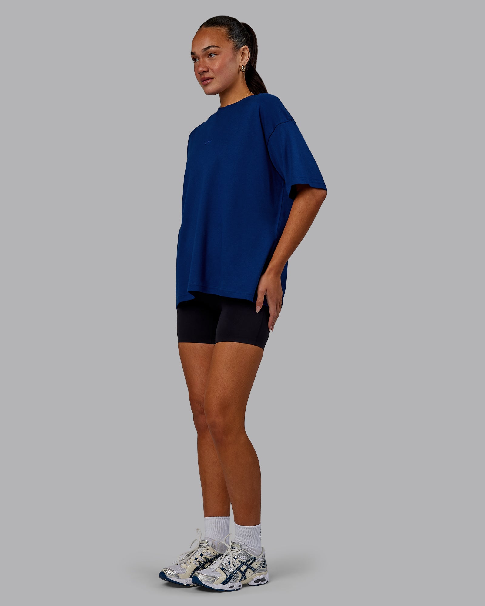Woman wearing Go-To Modal Oversized Tee - Midnight Blue