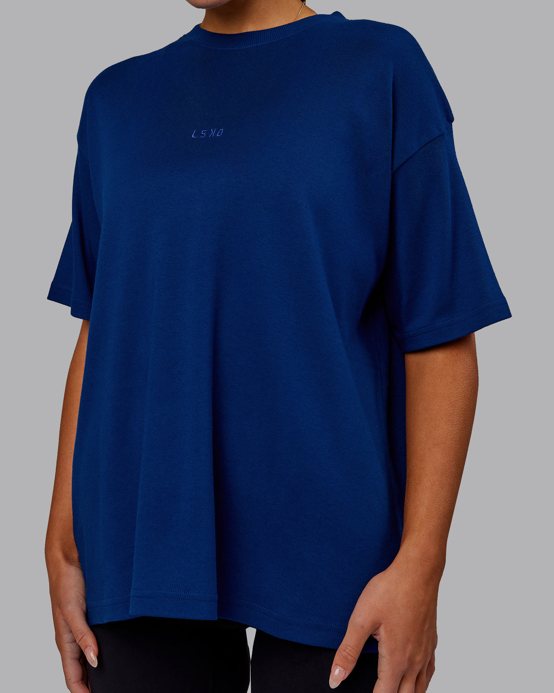 Woman wearing Go-To Modal Oversized Tee - Midnight Blue - view 5