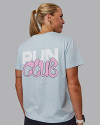 Woman wearing Gone Running FLXCotton Tee - Skyride-Bubblegum | Thumbnail Index: 1