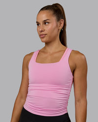 Woman wearing Ignite Scrunch Side Tank - Bubblegum | Thumbnail Index: 0