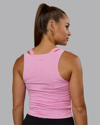 Woman wearing Ignite Scrunch Side Tank - Bubblegum | Thumbnail Index: 2