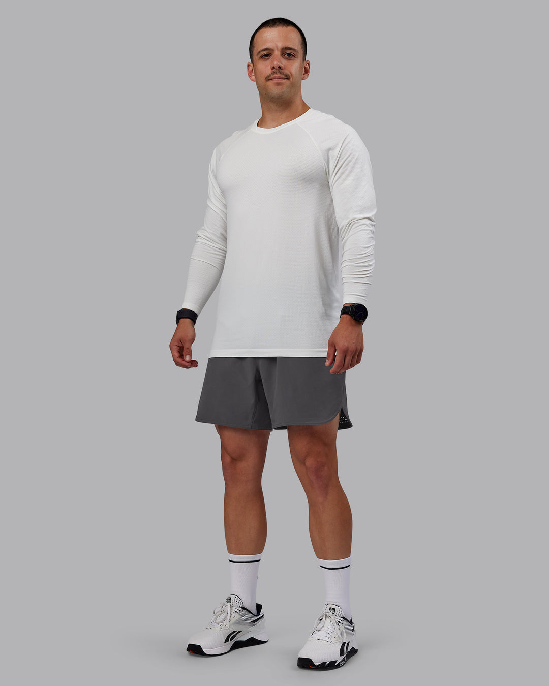 Man wearing Lift 6" Lined Performance Shorts - Dark Storm - view 3