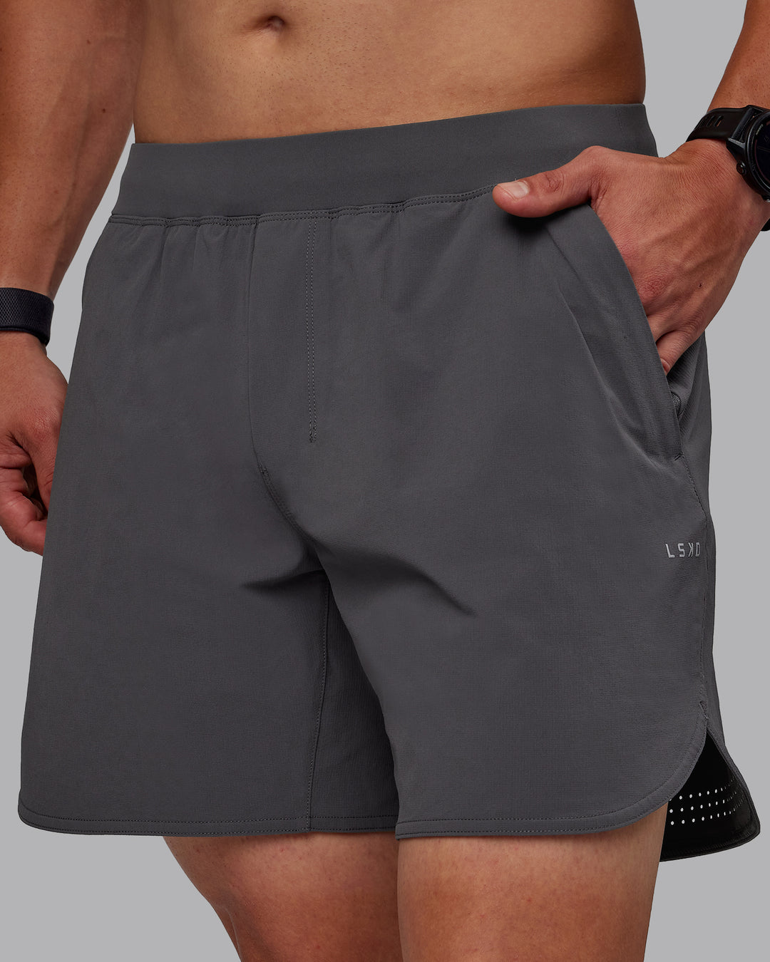 Man wearing Lift 6" Lined Performance Shorts - Dark Storm - view 6