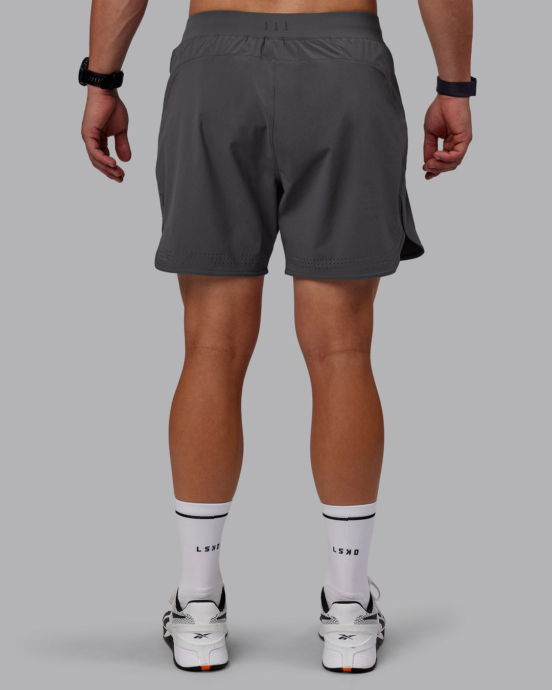 Man wearing Lift 6" Lined Performance Shorts - Dark Storm - view 4