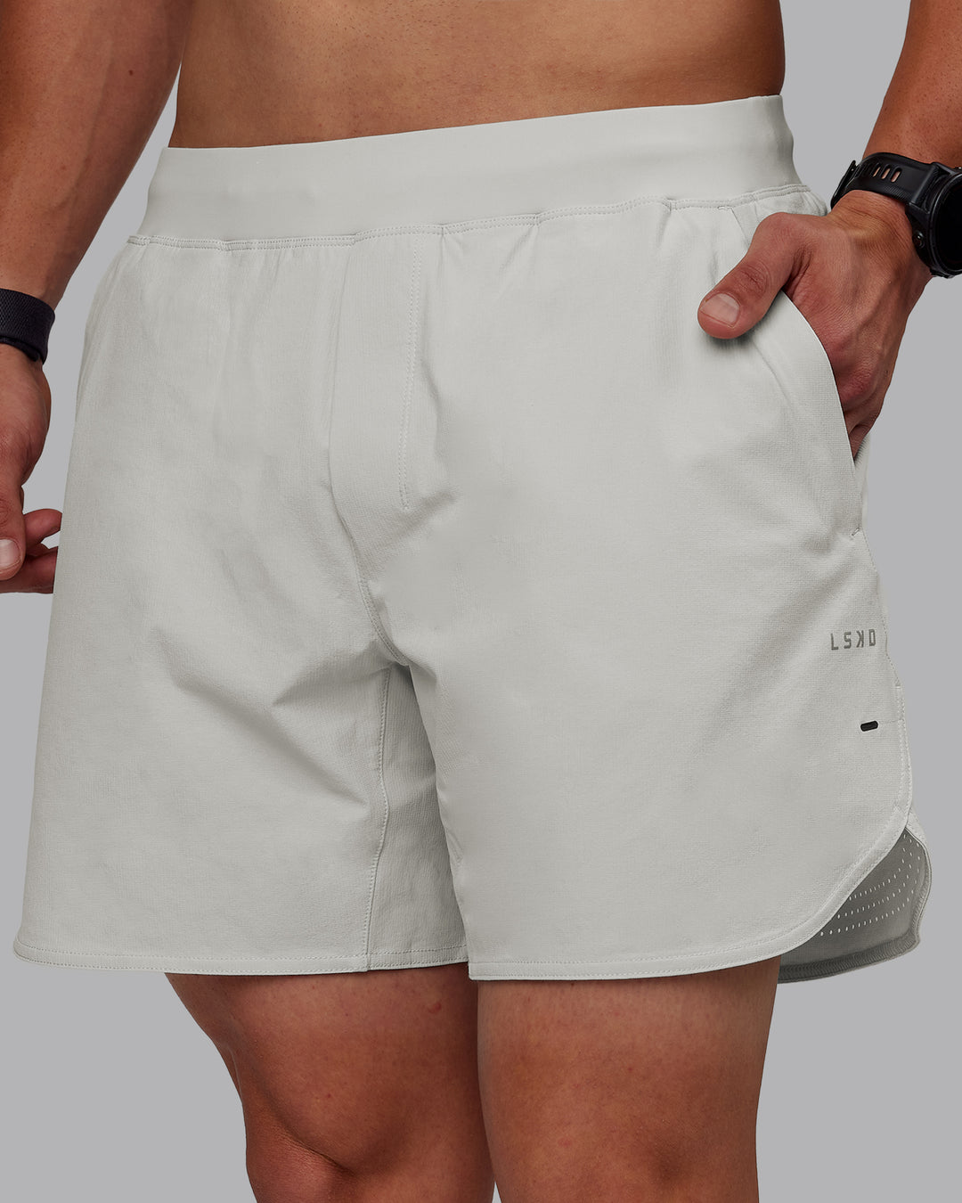 Man wearing Lift 6" Lined Performance Shorts - Digital Mist - view 1
