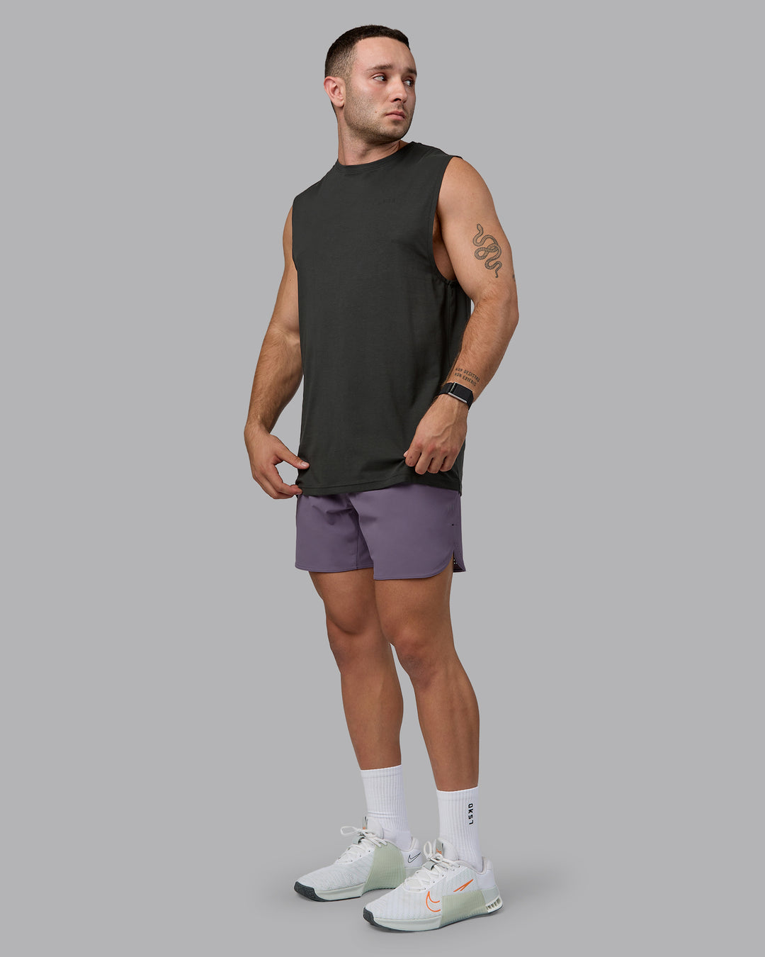 Man wearing Lift 6" Lined Performance Shorts - Purple Sage - view 6