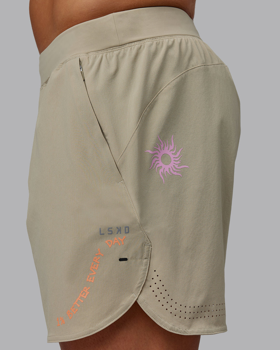 Man wearing Lift 6" Performance Shorts - Sand-So Cal 24 - view 2