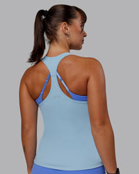 Woman wearing Lift Performance Tank - Glacial Blue | Thumbnail Index: 3