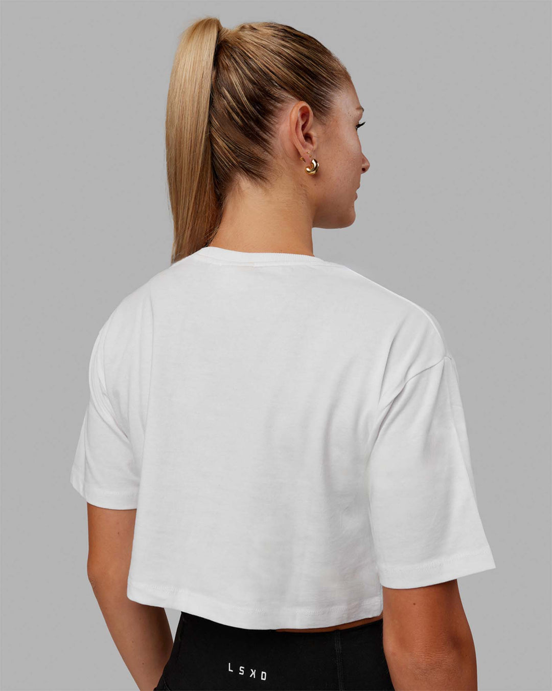 Woman wearing MVP Heavyweight Cropped Tee - White - view 4