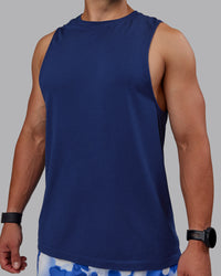 Man wearing AeroFLX+ Seamless Muscle Tank - Midnight Blue/Midnight Blue Marl | Thumbnail Index: 3