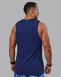 Man wearing AeroFLX+ Seamless Muscle Tank - Midnight Blue/Midnight Blue Marl | Thumbnail Index: 2