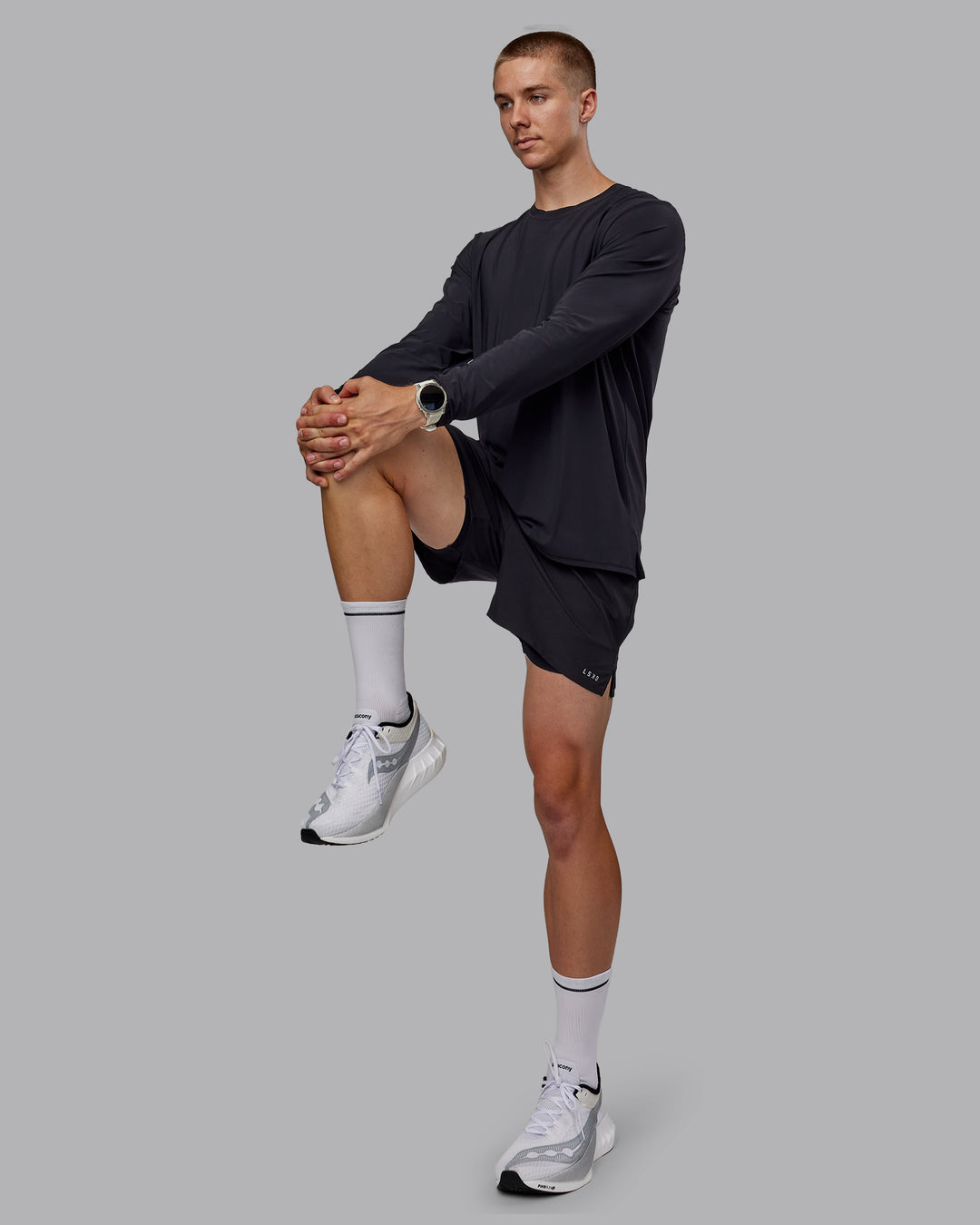 Man wearing Cadence Long Sleeve Tee - Black - view 10