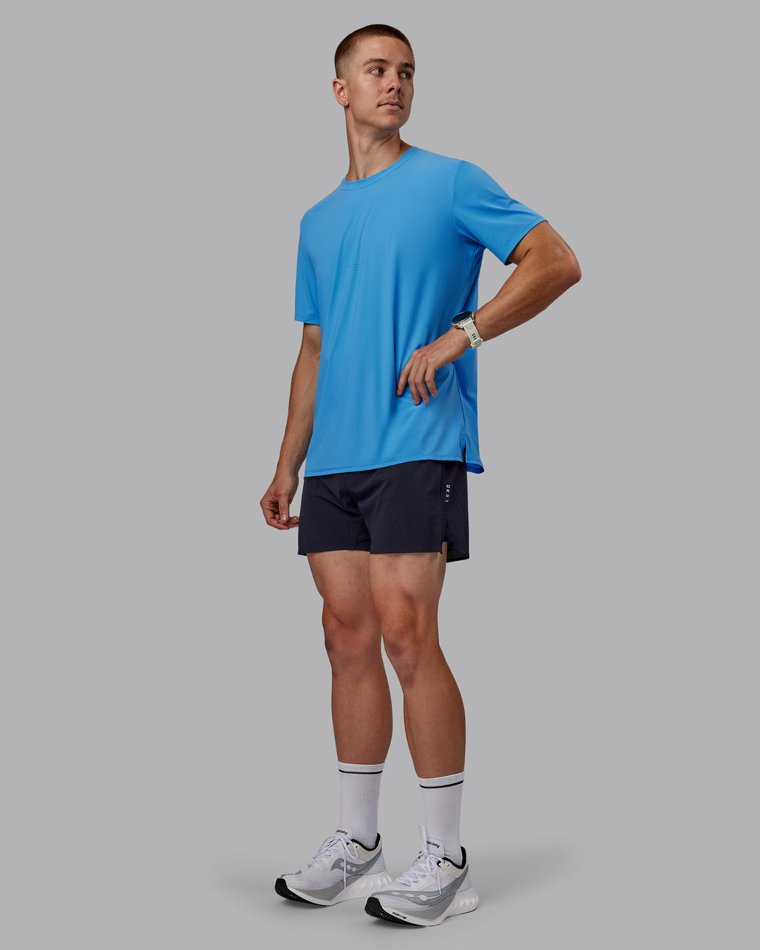 Man wearing Cadence Tee - Azure Blue - view 9