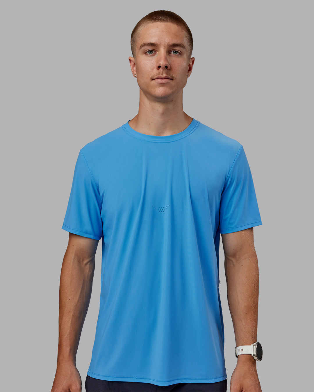 Man wearing Cadence Tee - Azure Blue - view 2