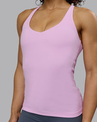 Woman wearing Movement Longline Active Shelf Bra Tank - Pastel Orchid | Thumbnail Index: 3
