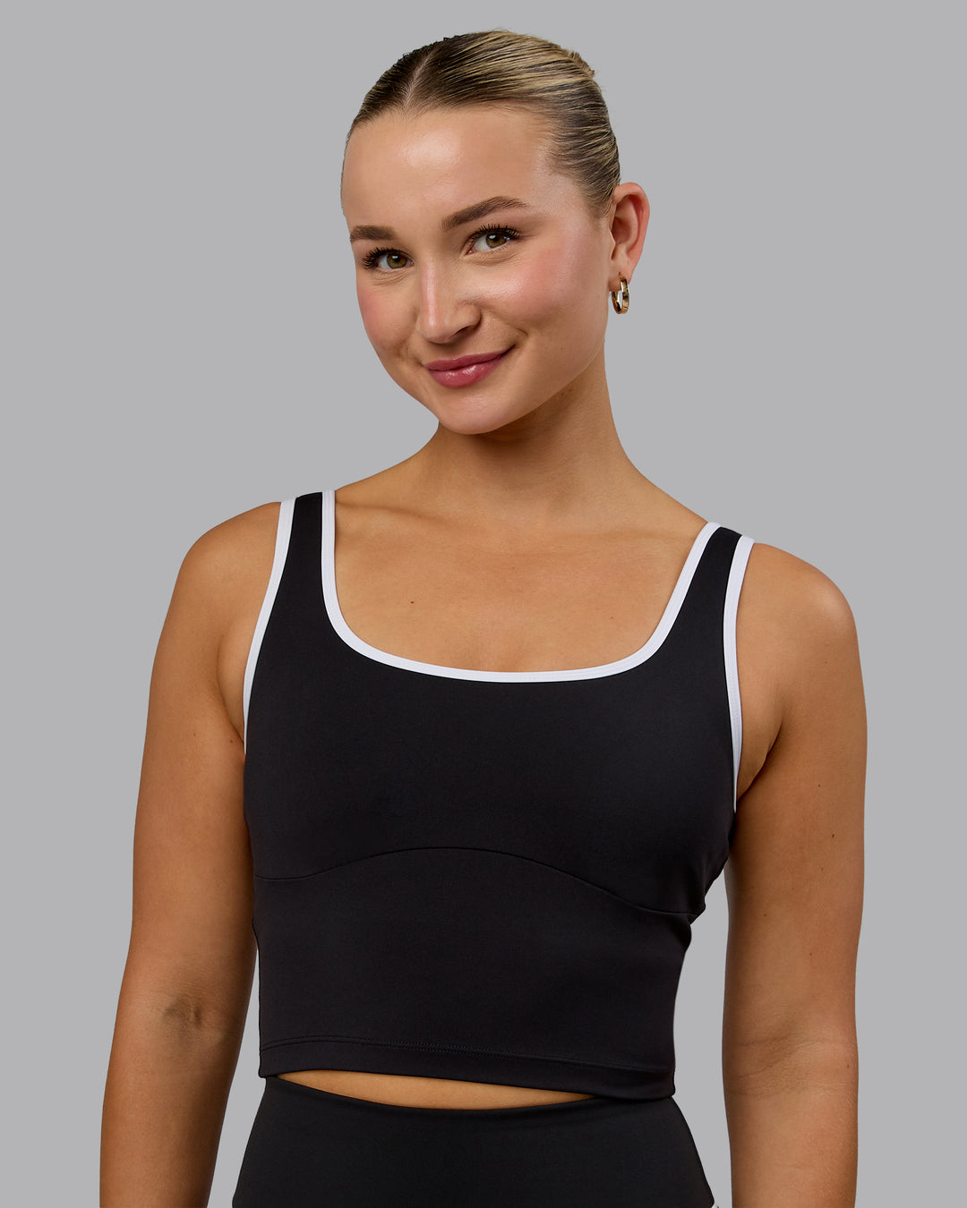 Woman wearing Nexus Active Tank - Black-White - view 2