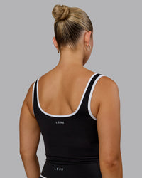 Woman wearing Nexus Active Tank - Black-White | Thumbnail Index: 5