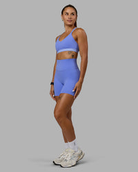 Woman wearing Nexus Sports Bra - Indulgent Blue | Thumbnail Index: 3