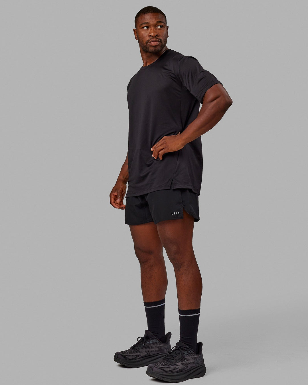 Man wearing Pace 5" Lined Performance Shorts - Black-Reflective - view 5