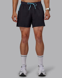 Man wearing Pace 5" Lined Performance Shorts - Black-Retro Blue | Thumbnail Index: 1