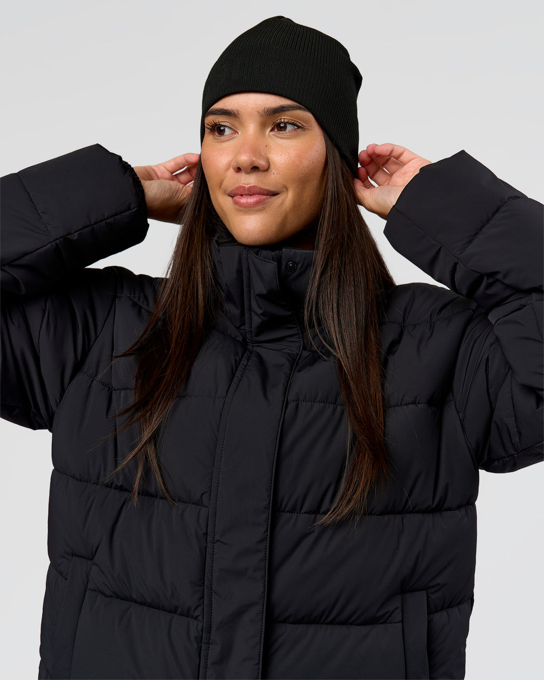 Woman wearing Pace Beanie in Black  - view 4