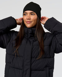 Woman wearing Pace Beanie in Black  | Thumbnail Index: 3