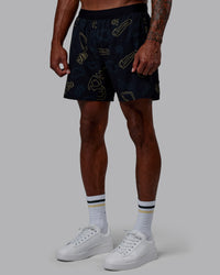 Man wearing Patty Mills Challenger 6" Performance Shorts - Black-Vital Green | Thumbnail Index: 9