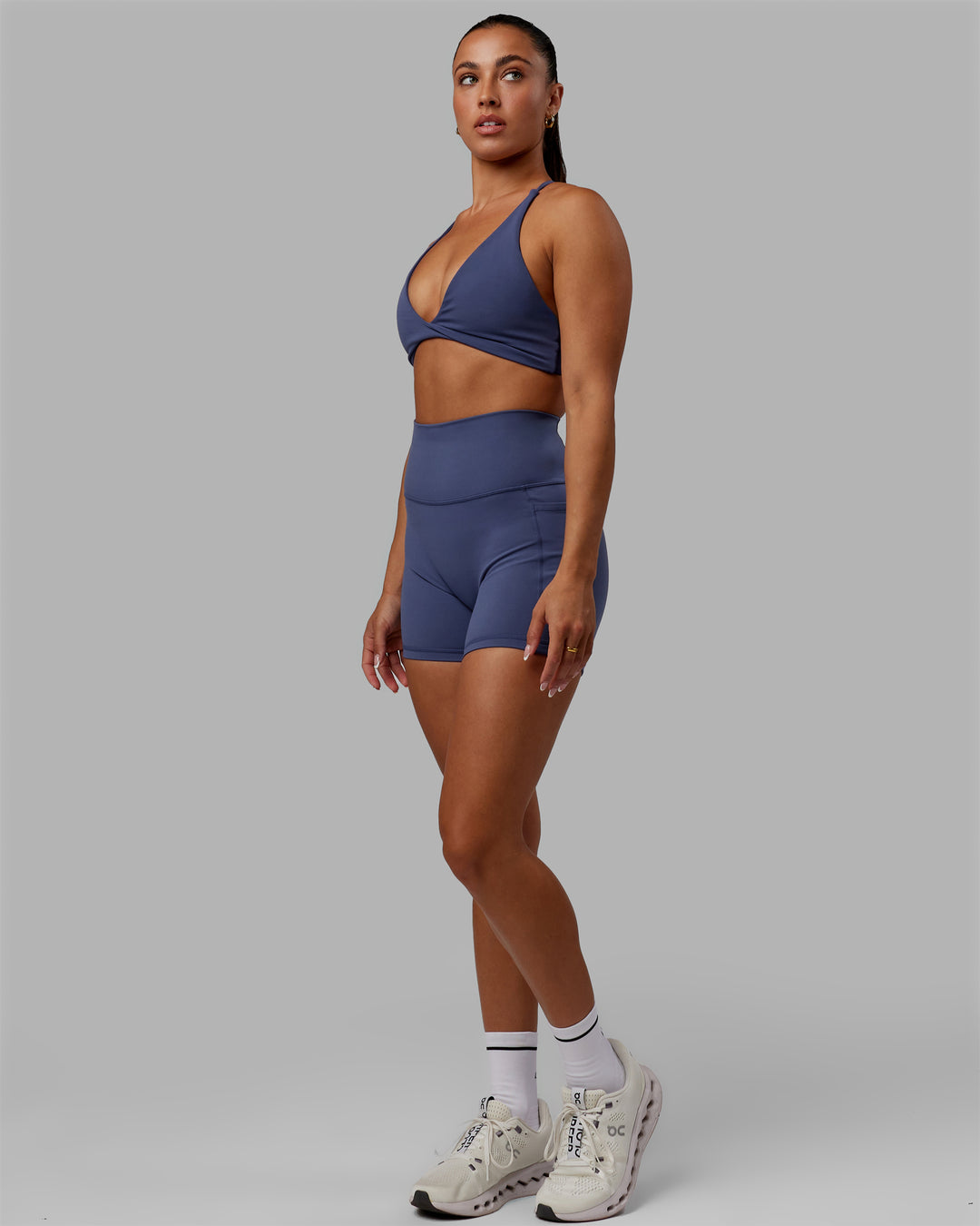 Woman wearing Progression Sports Bra - Future Dusk - view 6