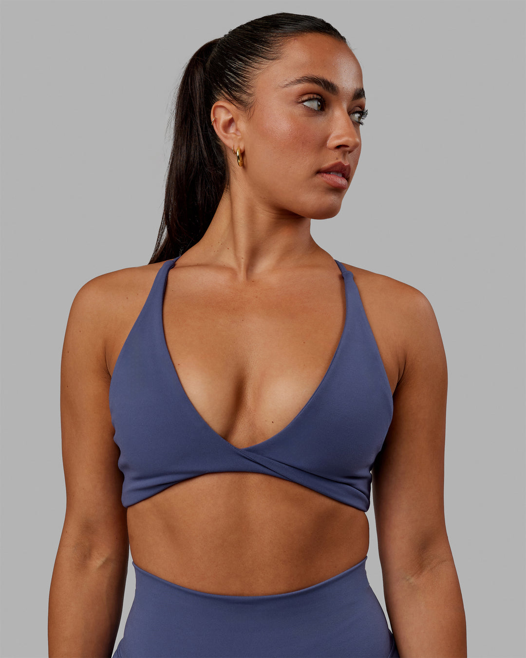 Woman wearing Progression Sports Bra - Future Dusk - view 2