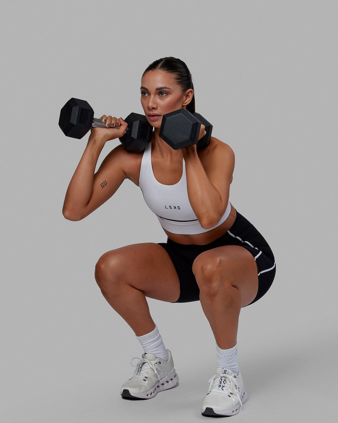 Woman wearing Pulse Sports Bra - White - view 8